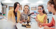 A group of young woman working in STEM